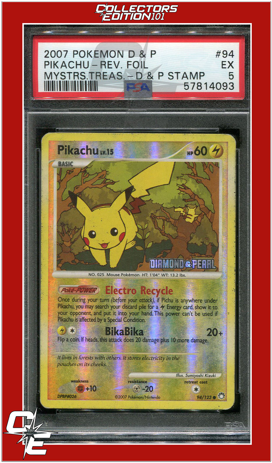 Mysterious Treasures 94 Pikachu Reverse Foil Stamp PSA 5