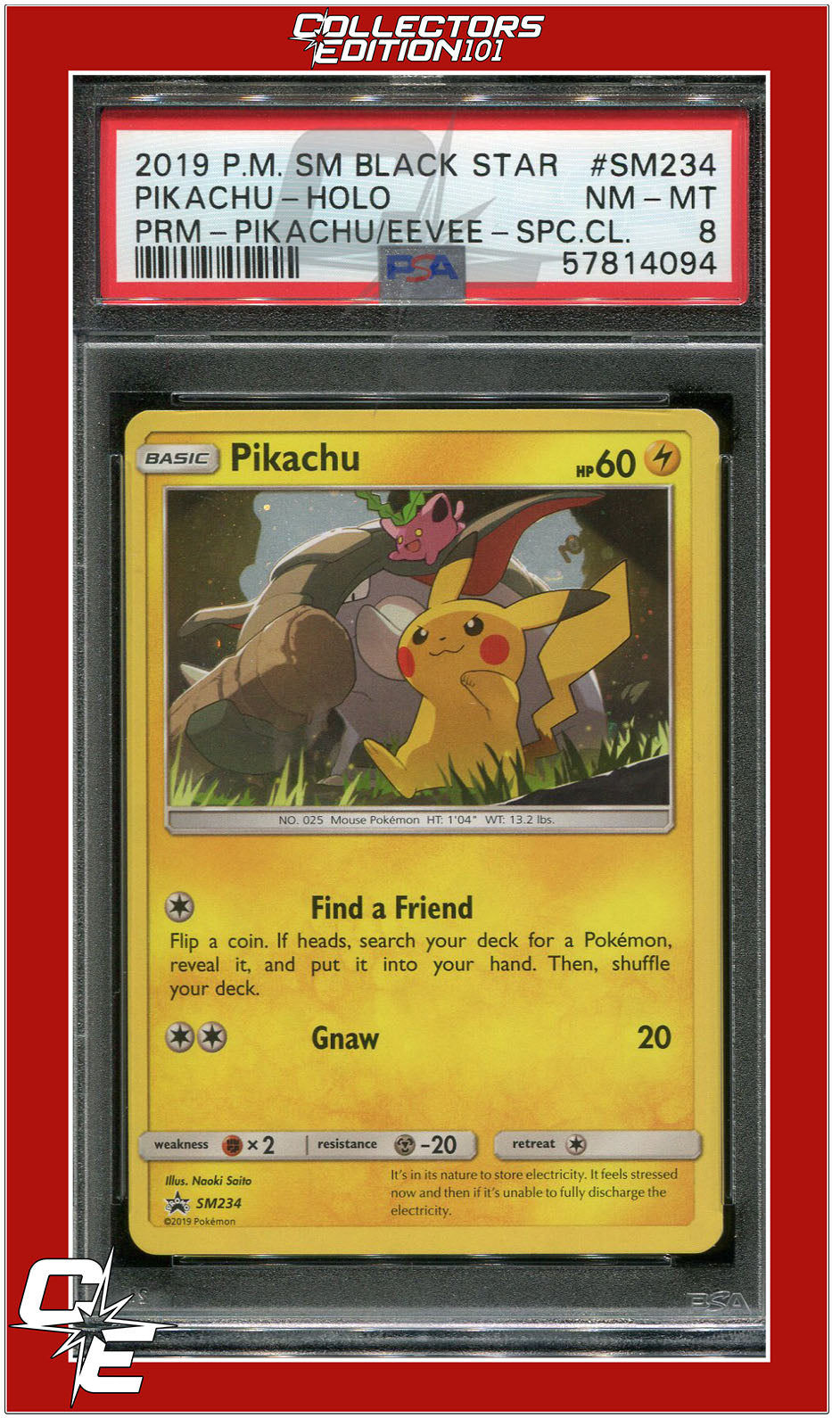 SM Black Star Promo SM234 Pikachu Holo PSA 8