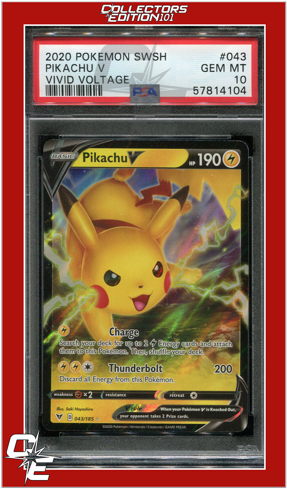 Vivid Voltage 043 Pikachu V PSA 10