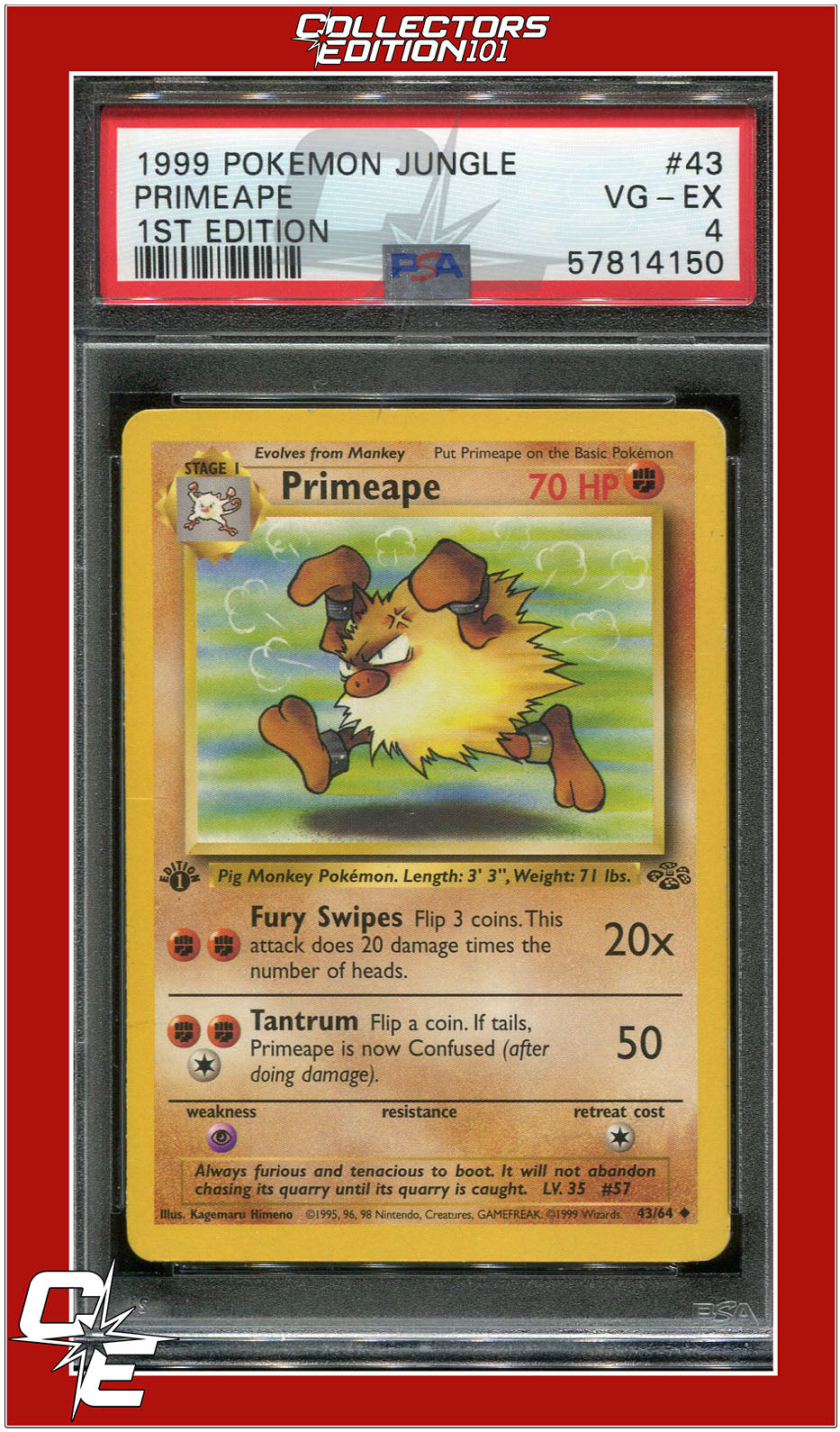 Jungle 43 Primeape 1st Edition PSA 4