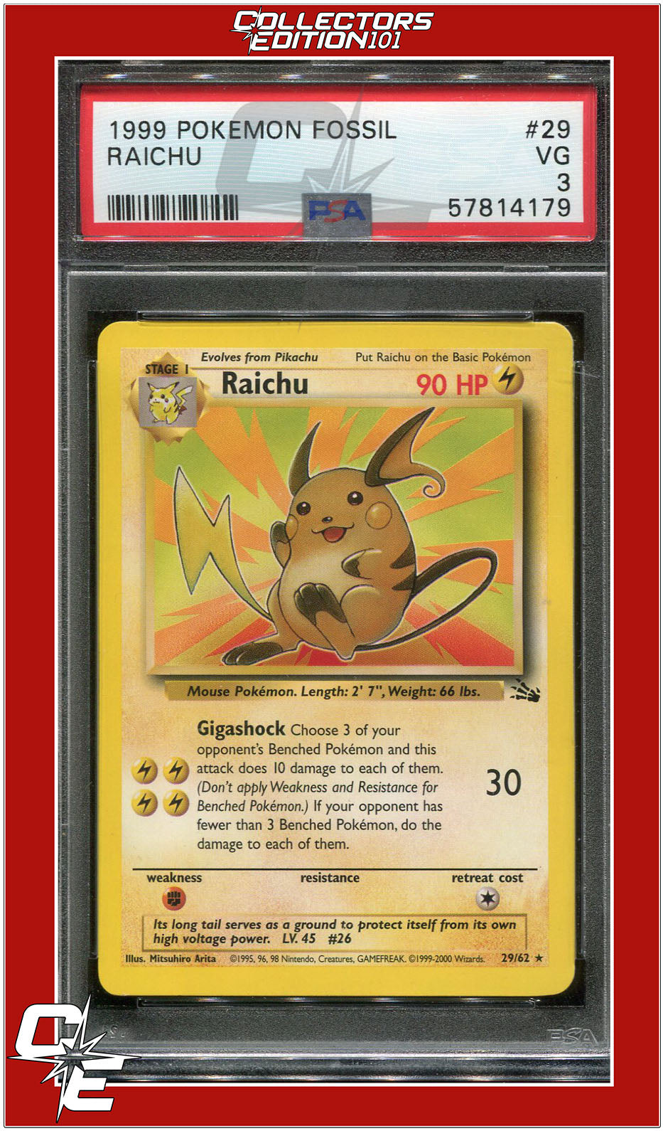 Fossil 29 Raichu PSA 3