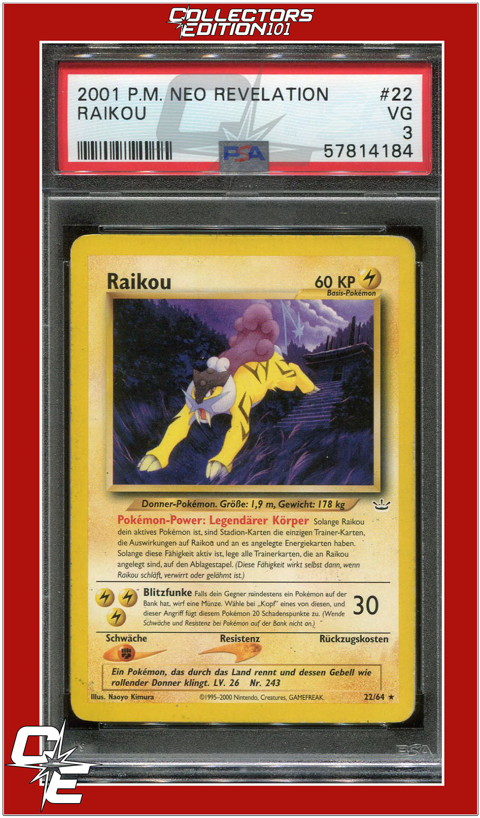 Neo Revelation 22 Raikou PSA 3