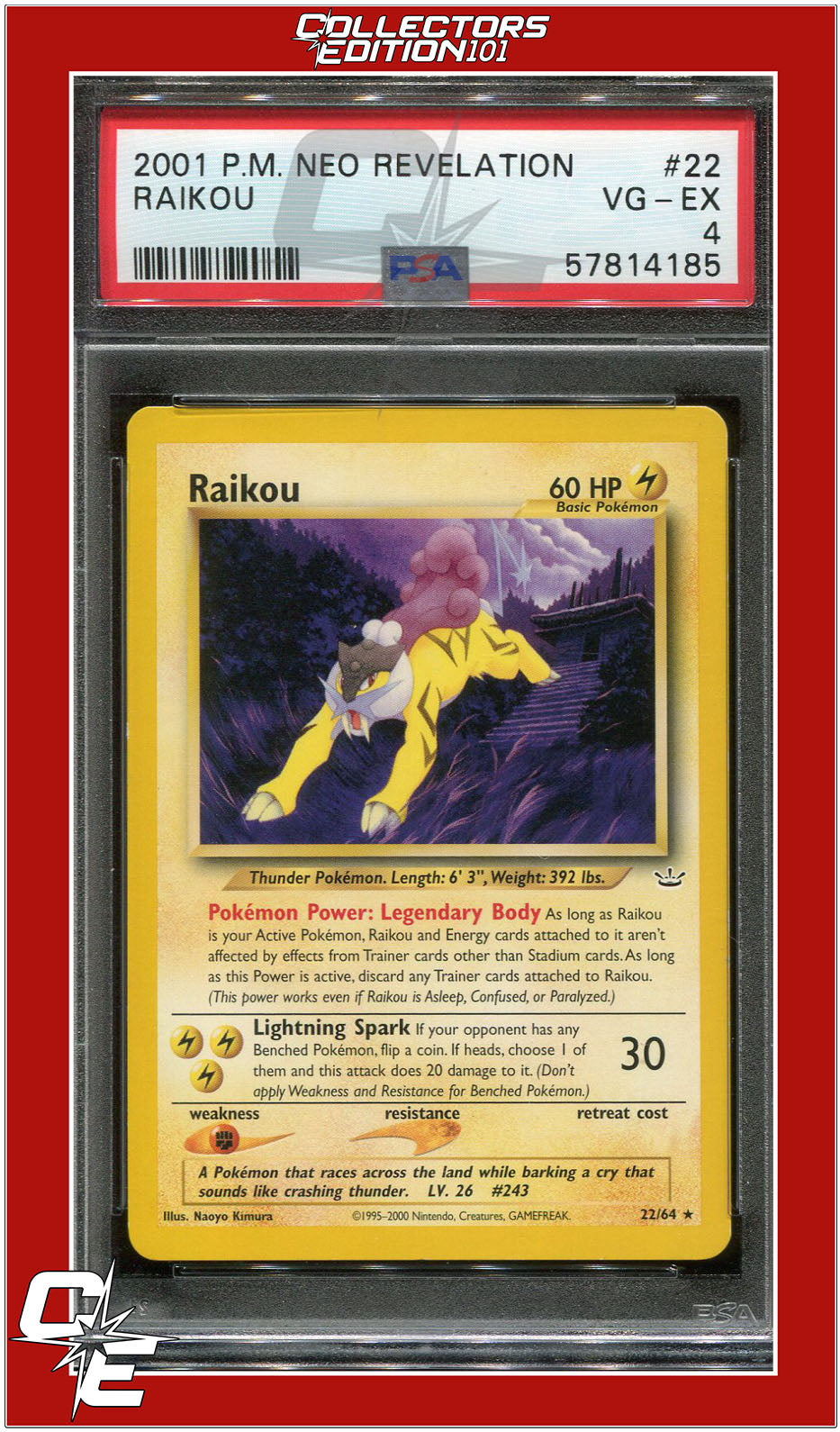 Neo Revelation 22 Raikou PSA 4