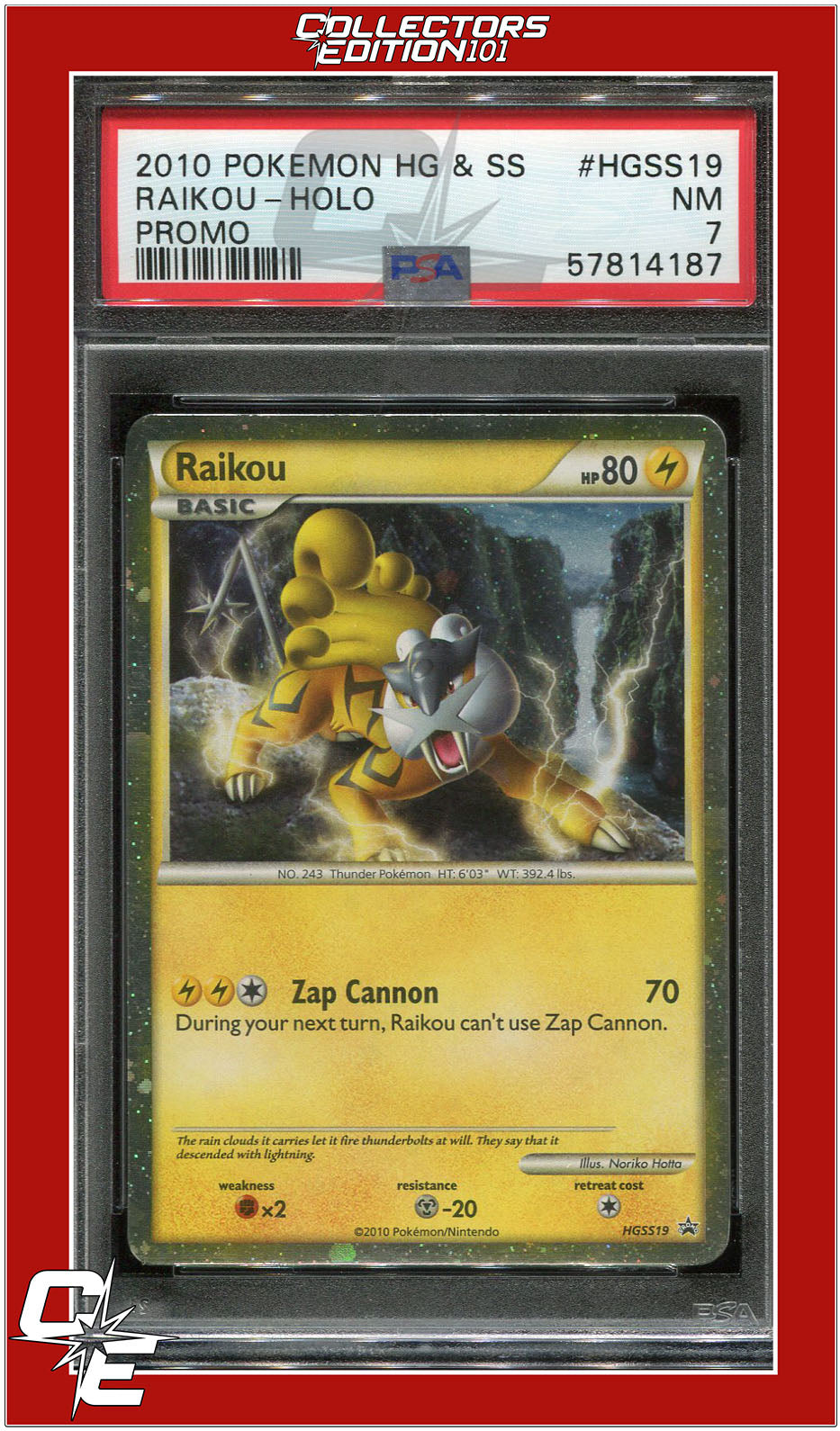 Heartgold & Soulsilver Promo HGSS19 Raikou Holo PSA 7