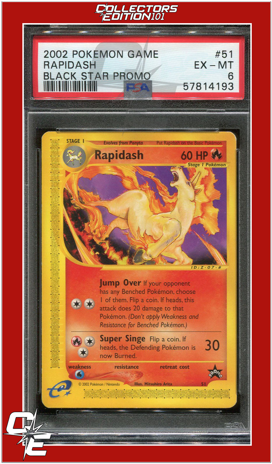 Wizards Black Star Promo 51 Rapidash Black Star PSA 6