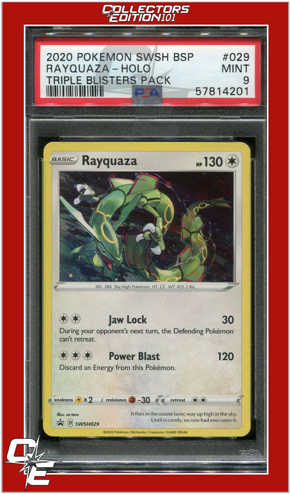 SWSH Black Star Promo 029 Rayquaza Holo PSA 9