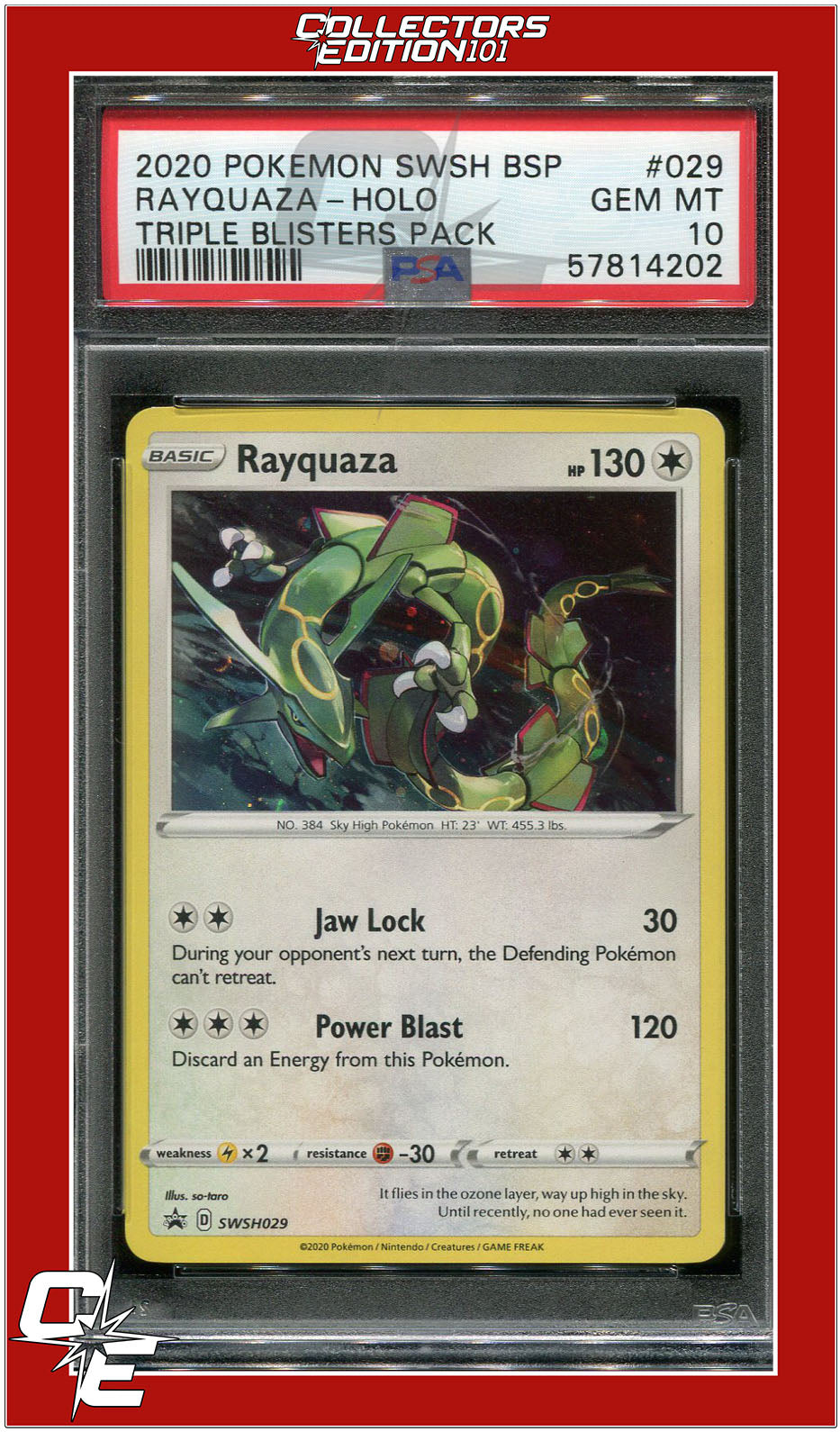 SWSH Black Star Promo 029 Rayquaza Holo PSA 10