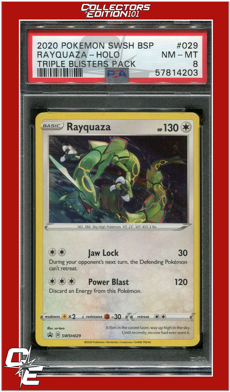 SWSH Black Star Promo 029 Rayquaza Holo PSA 8