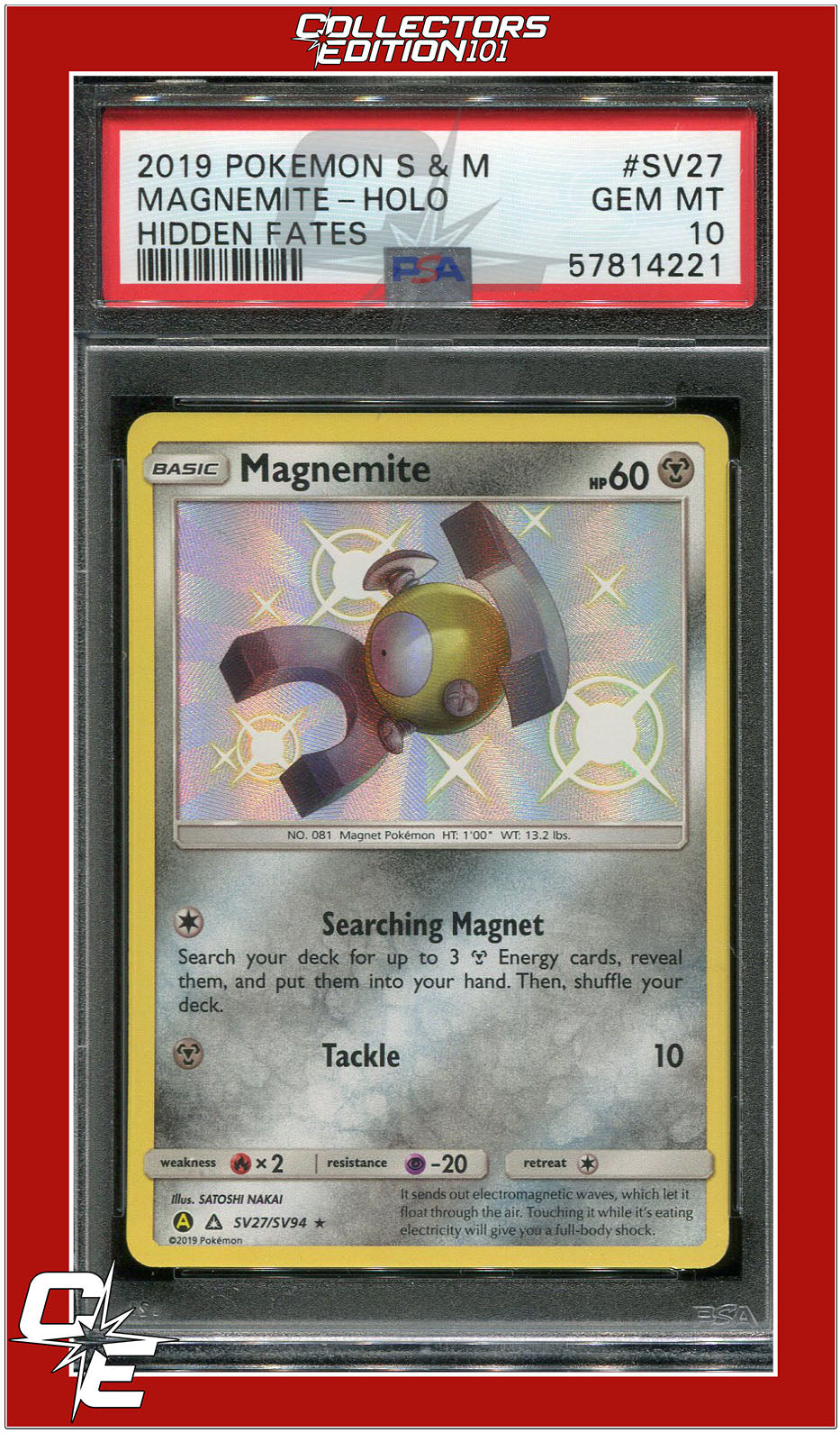 Hidden Fates SV27 Magnemite Holo PSA 10