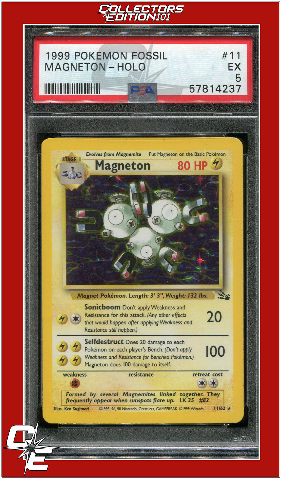 Fossil 11 Magneton Holo PSA 5