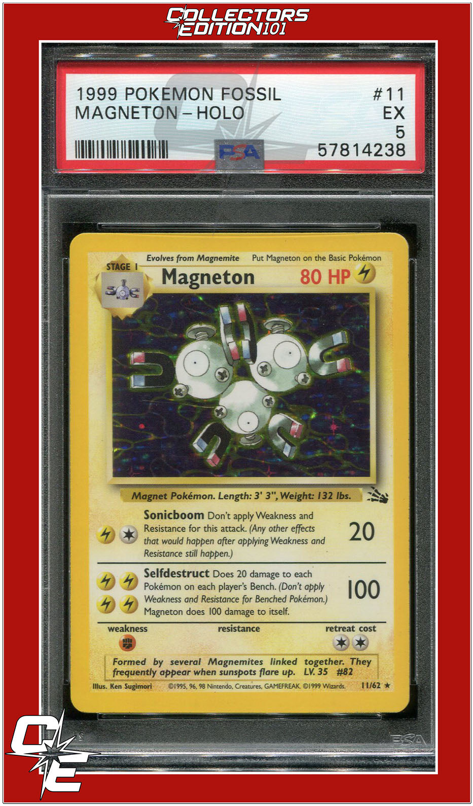 Fossil 11 Magneton Holo PSA 5