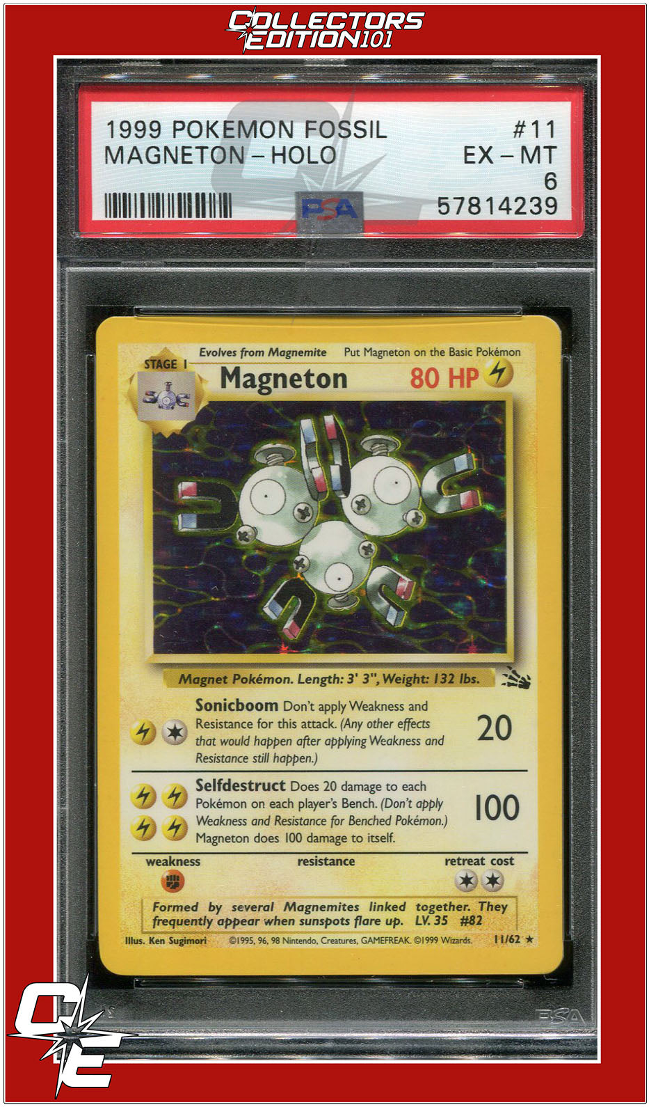 Fossil 11 Magneton Holo PSA 6