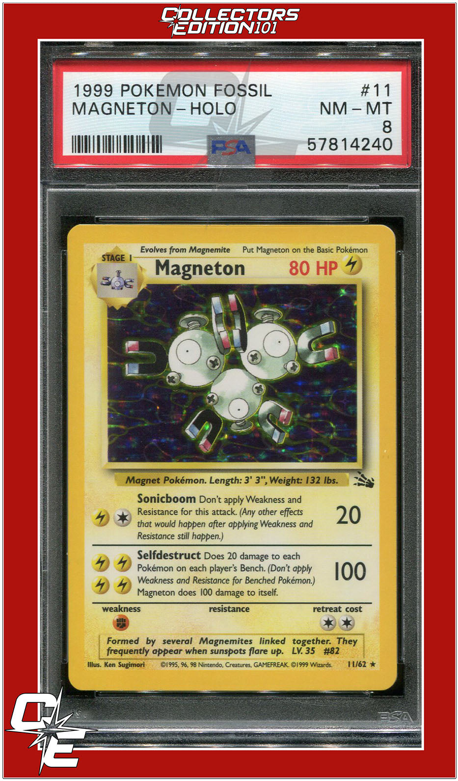 Fossil 11 Magneton Holo PSA 8