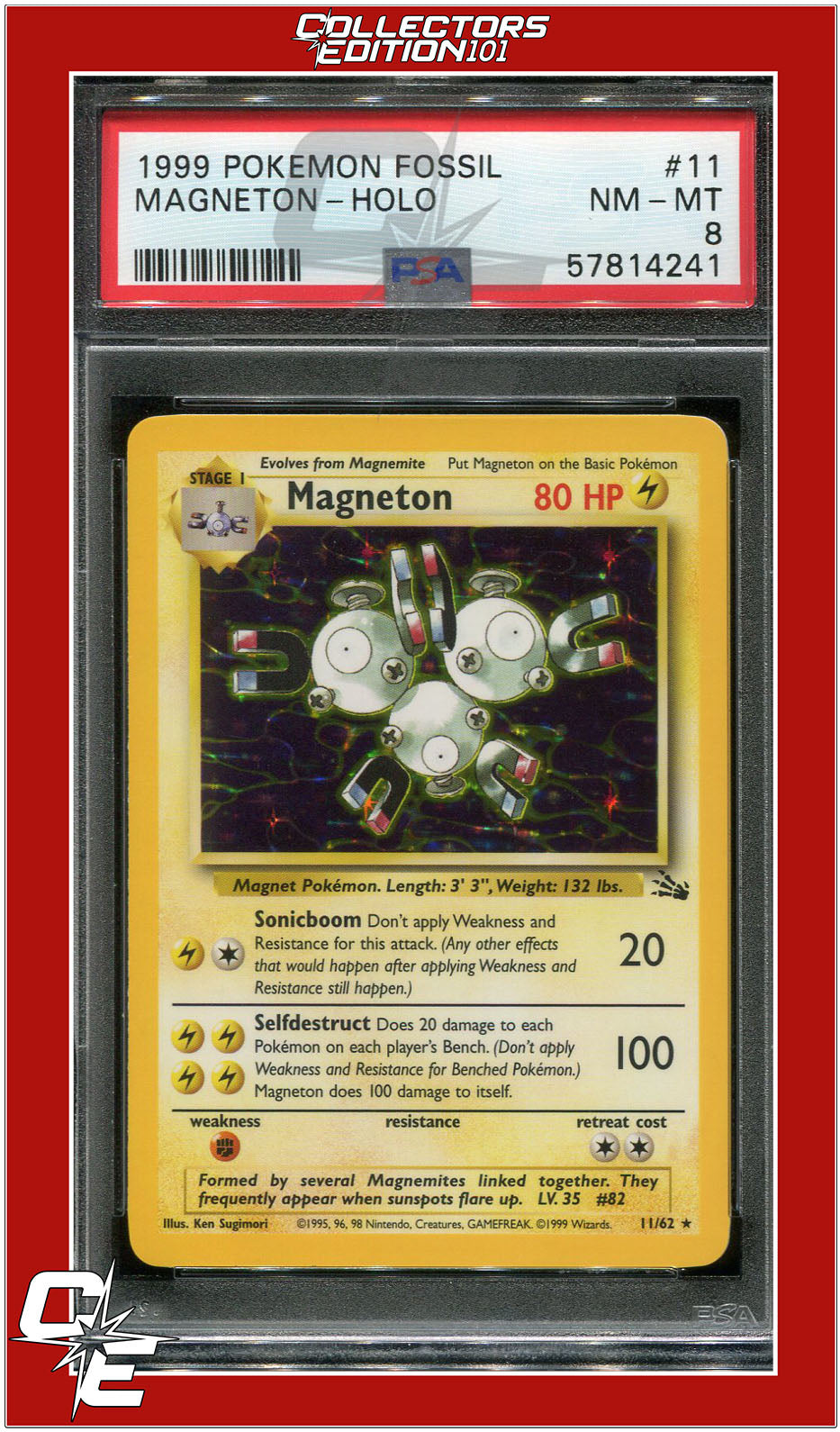 Fossil 11 Magneton Holo PSA 8