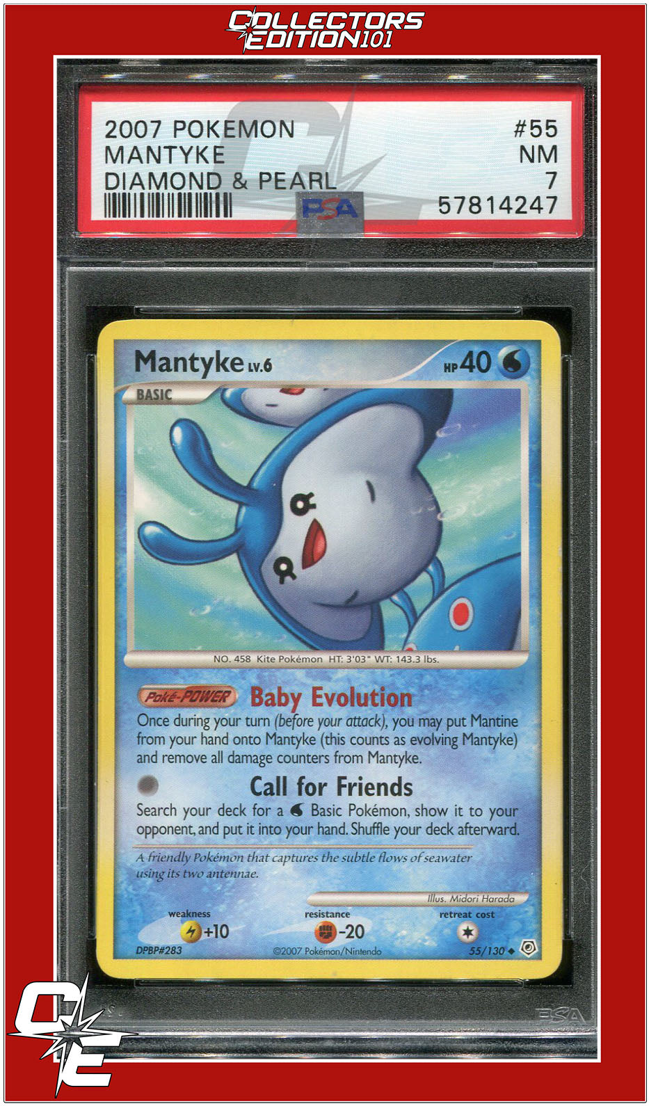 Diamond & Pearl 55 Mantyke PSA 7 | Collectors Edition 101 Diamond & Pearl 55 Mantyke PSA 7 | Collectors Edition 101