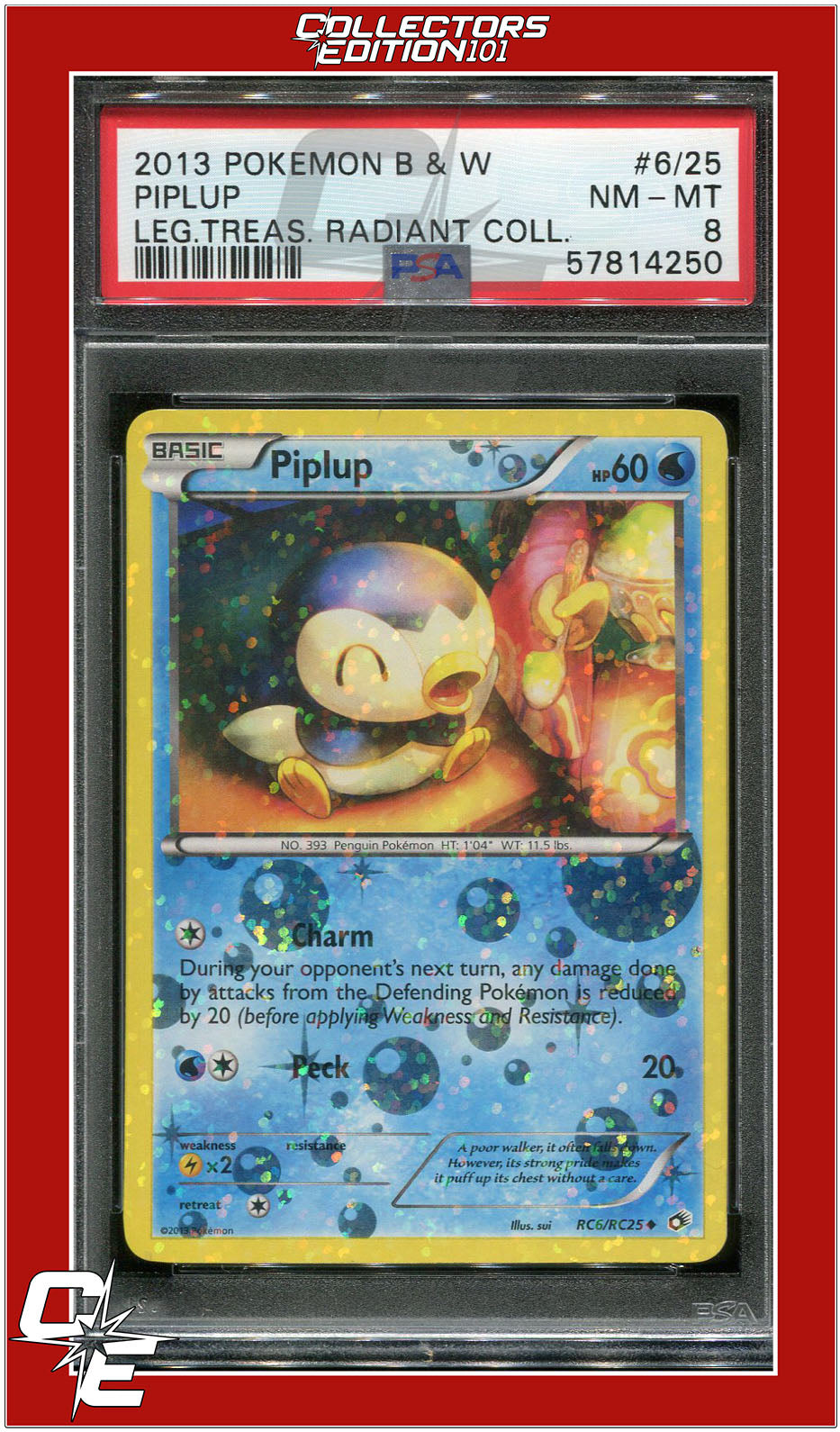 Legendary Treasures Radiant Collection 6/25 Piplup PSA 8