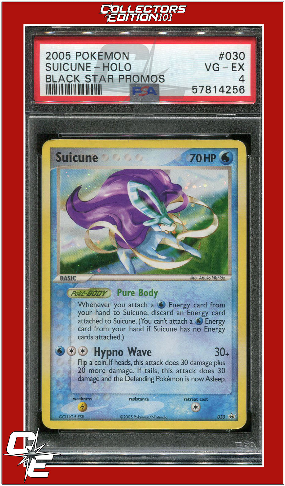 Black Star Promo 030 Suicune Holo PSA 4