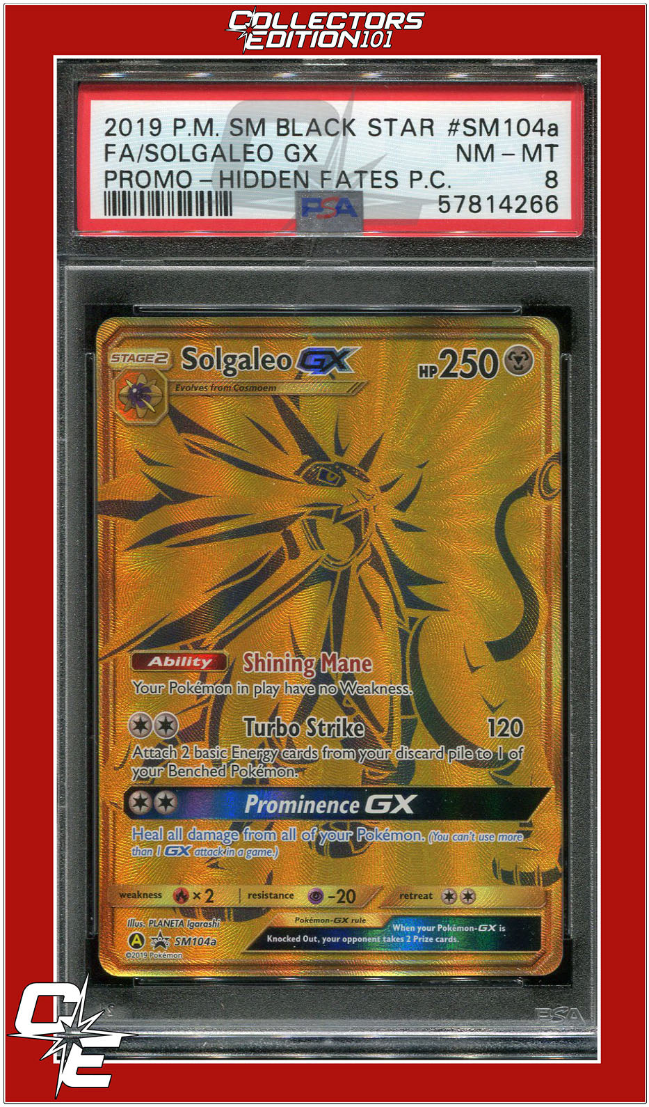 SM Black Star Promo Sm104a Full Art Solgaleo GX PSA 8