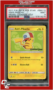 SM Black Star Promo SM112 Ash's Pikachu I Choose You! PSA 9