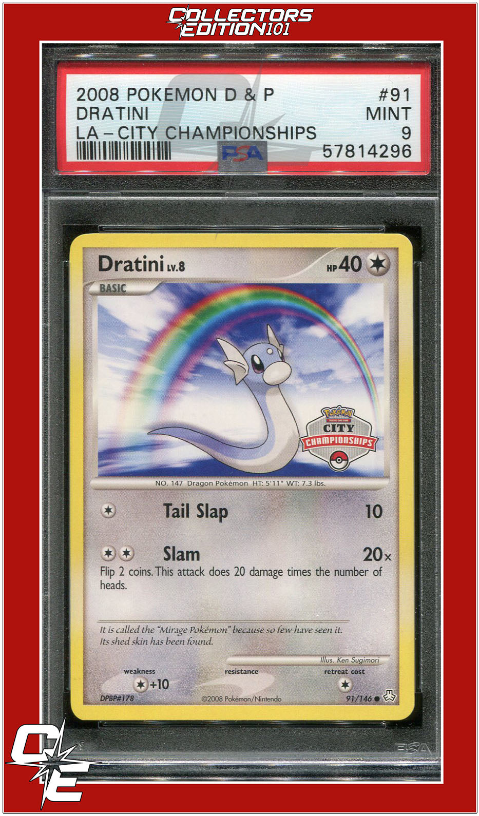 Legends Awakened 91 Dratini City Championships PSA 9