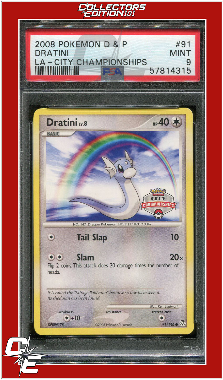 Legends Awakened 91 Dratini City Championships PSA 9