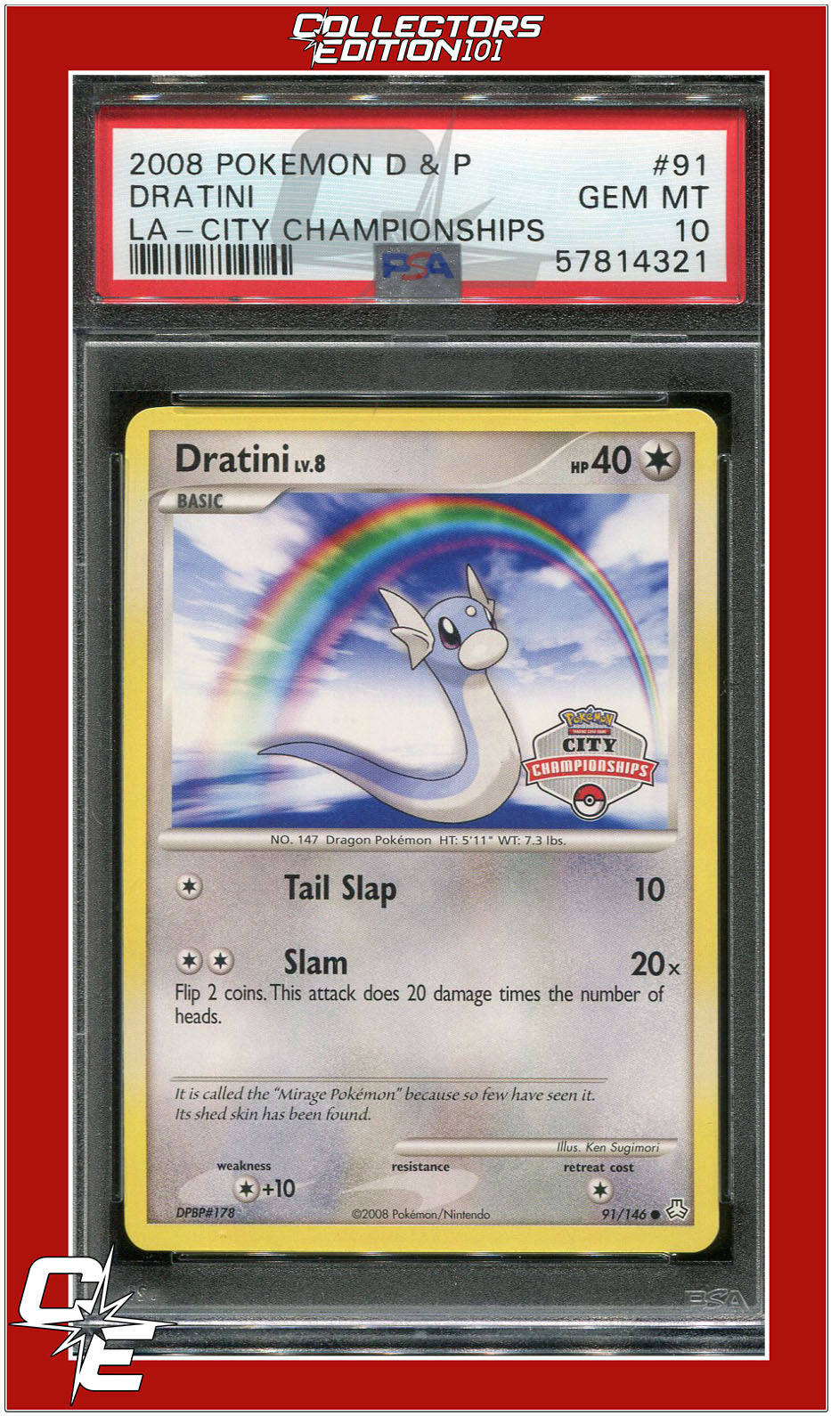 Legends Awakened 91 Dratini City Championships PSA 10