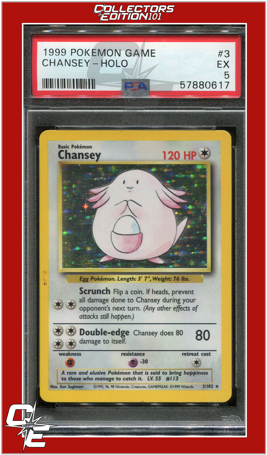 Base Set 3 Chansey Holo PSA 5