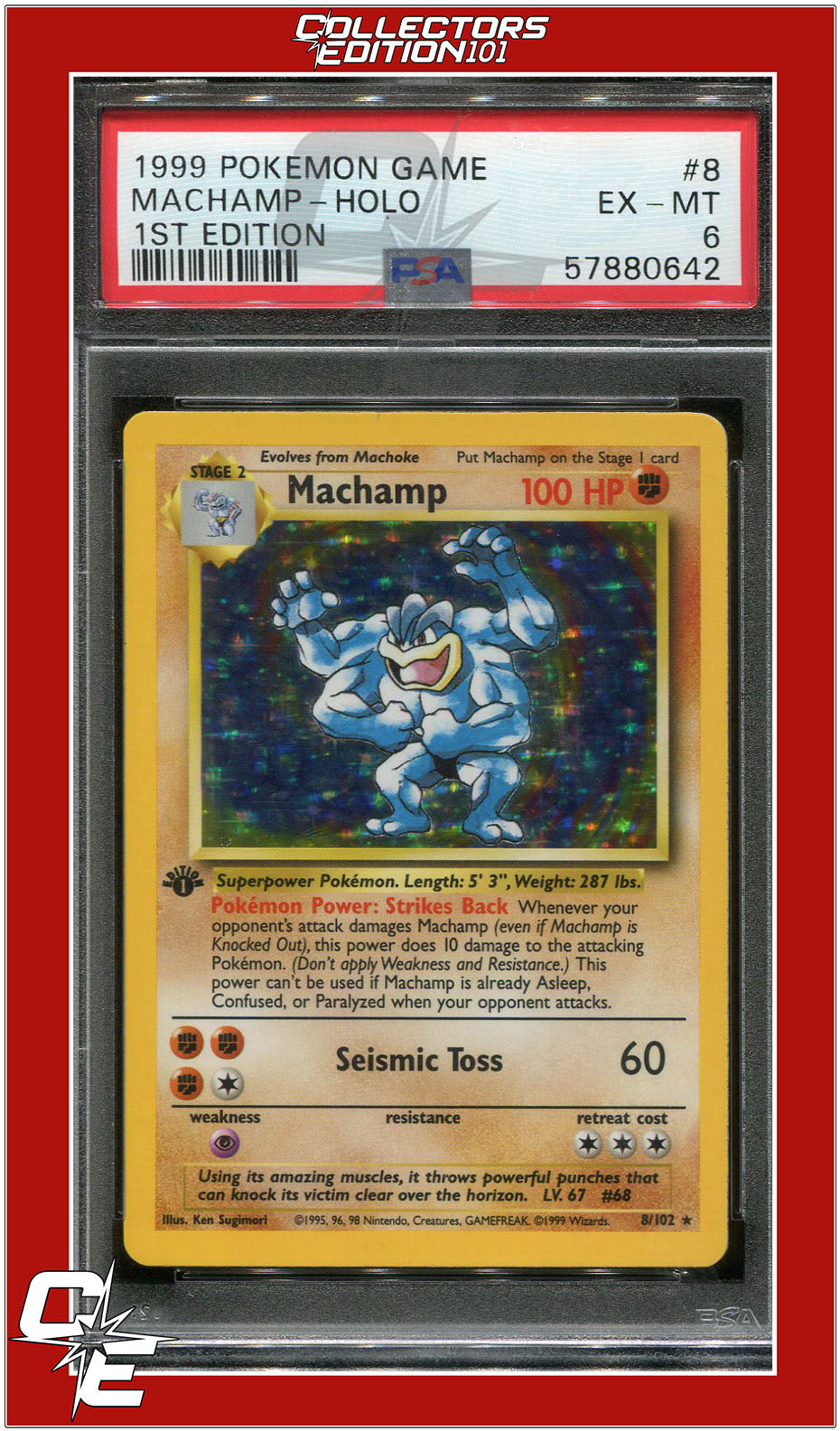 Base Set 8 Machamp Holo 1st Edition PSA 6