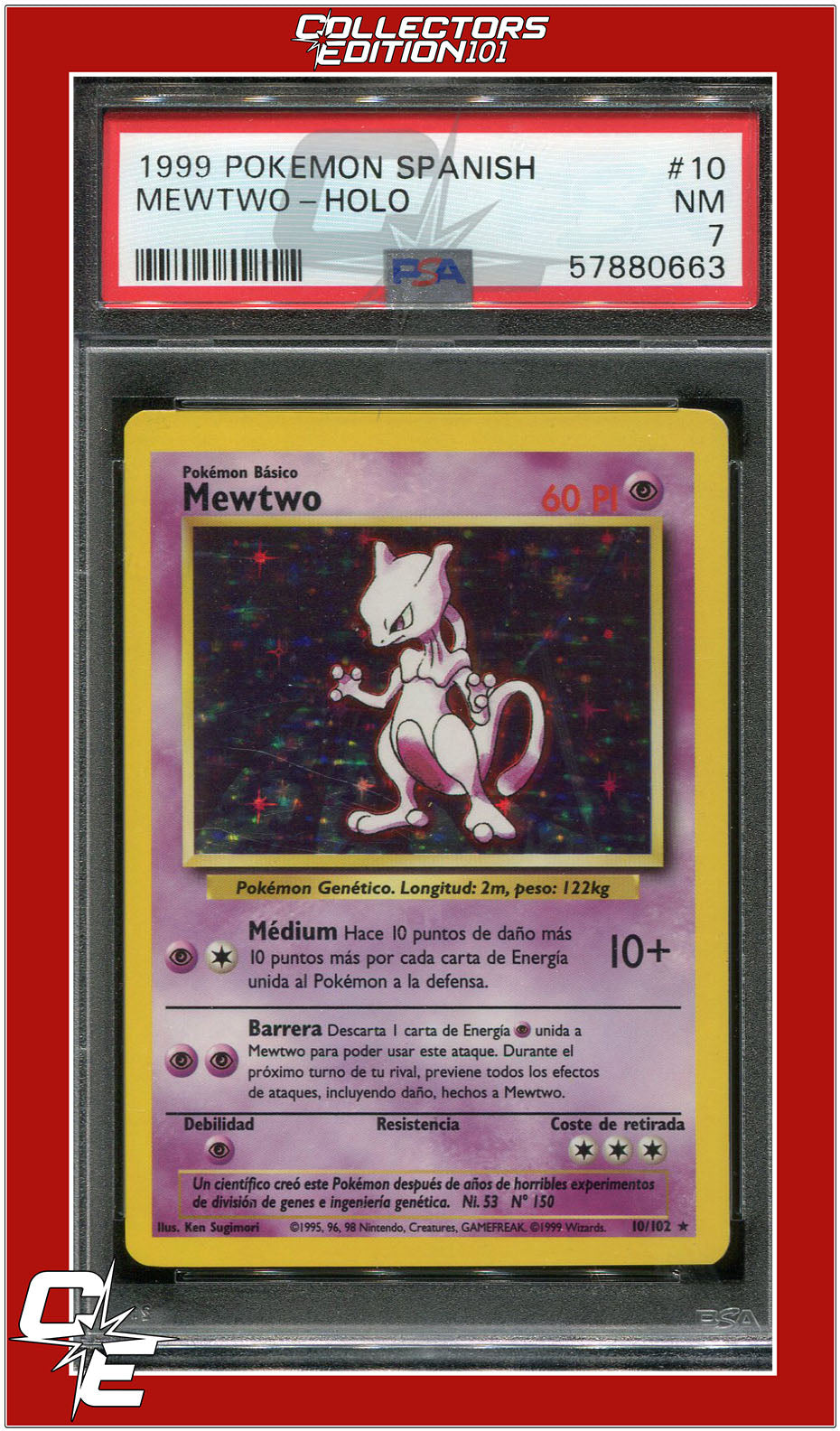 Spanish Base Set 10 Mewtwo Holo PSA 7