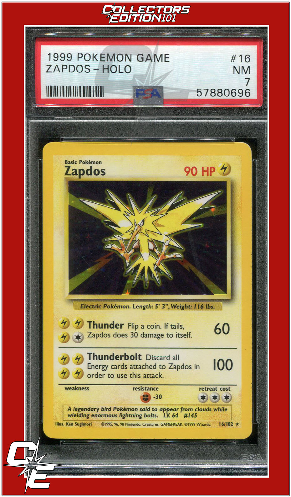 Base Set 16 Zapdos Holo PSA 7