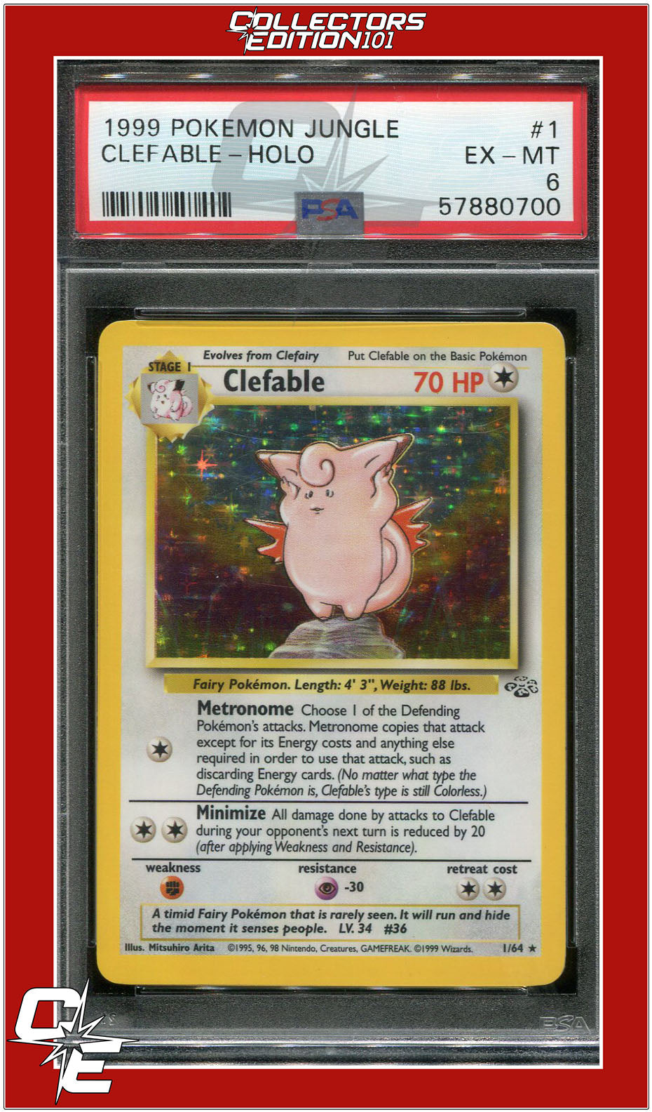 Jungle 1 Clefable Holo PSA 6