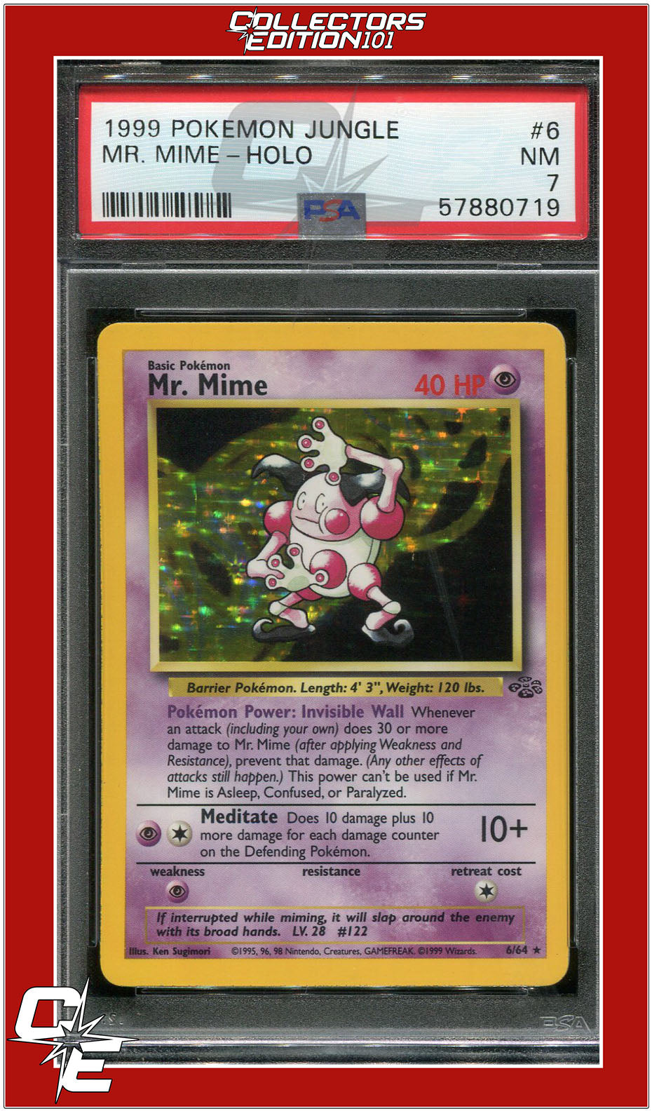 Jungle 6 Mr. Mime Holo PSA 7