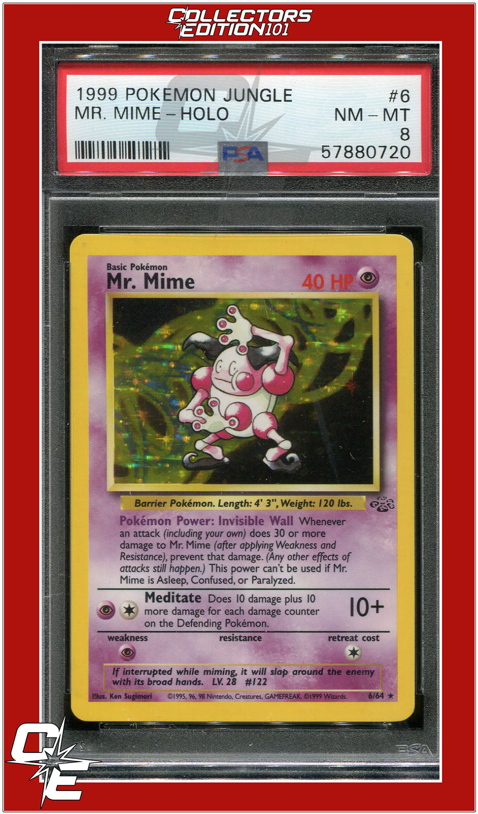 Jungle 6 Mr. Mime Holo PSA 8