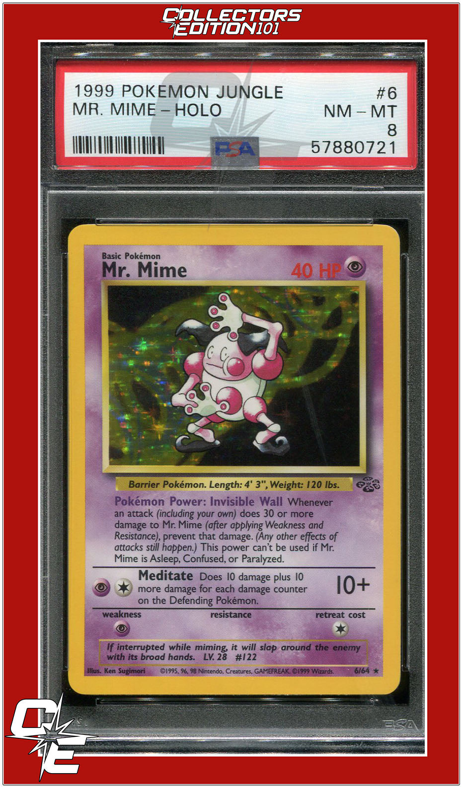 Jungle 6 Mr. Mime Holo PSA 8