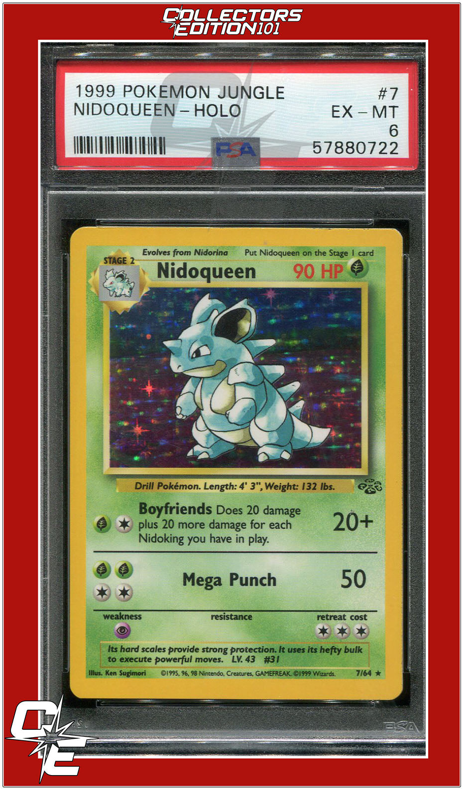 Jungle 7 Nidoqueen Holo PSA 6