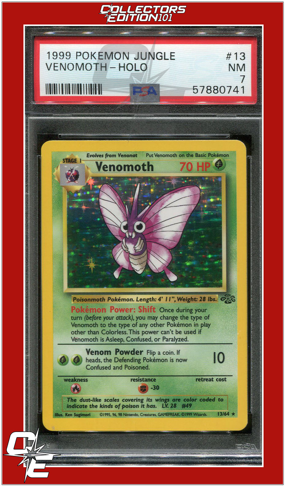 Jungle 13 Venomoth Holo PSA 7