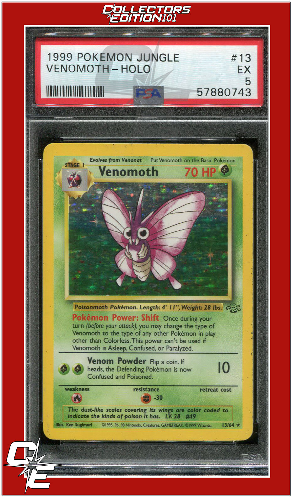 Jungle 13 Venomoth Holo PSA 5