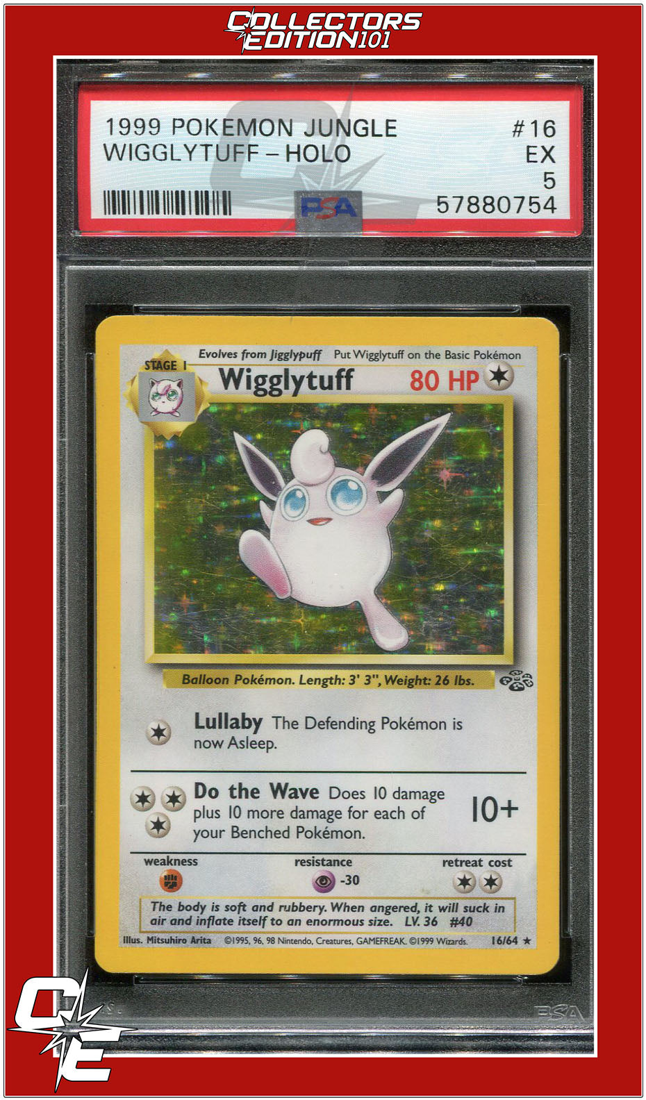 Jungle 16 Wigglytuff Holo PSA 5