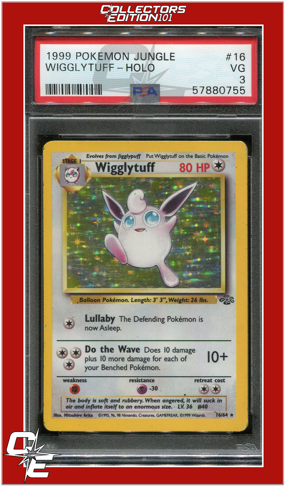 Jungle 16 Wigglytuff Holo PSA 3