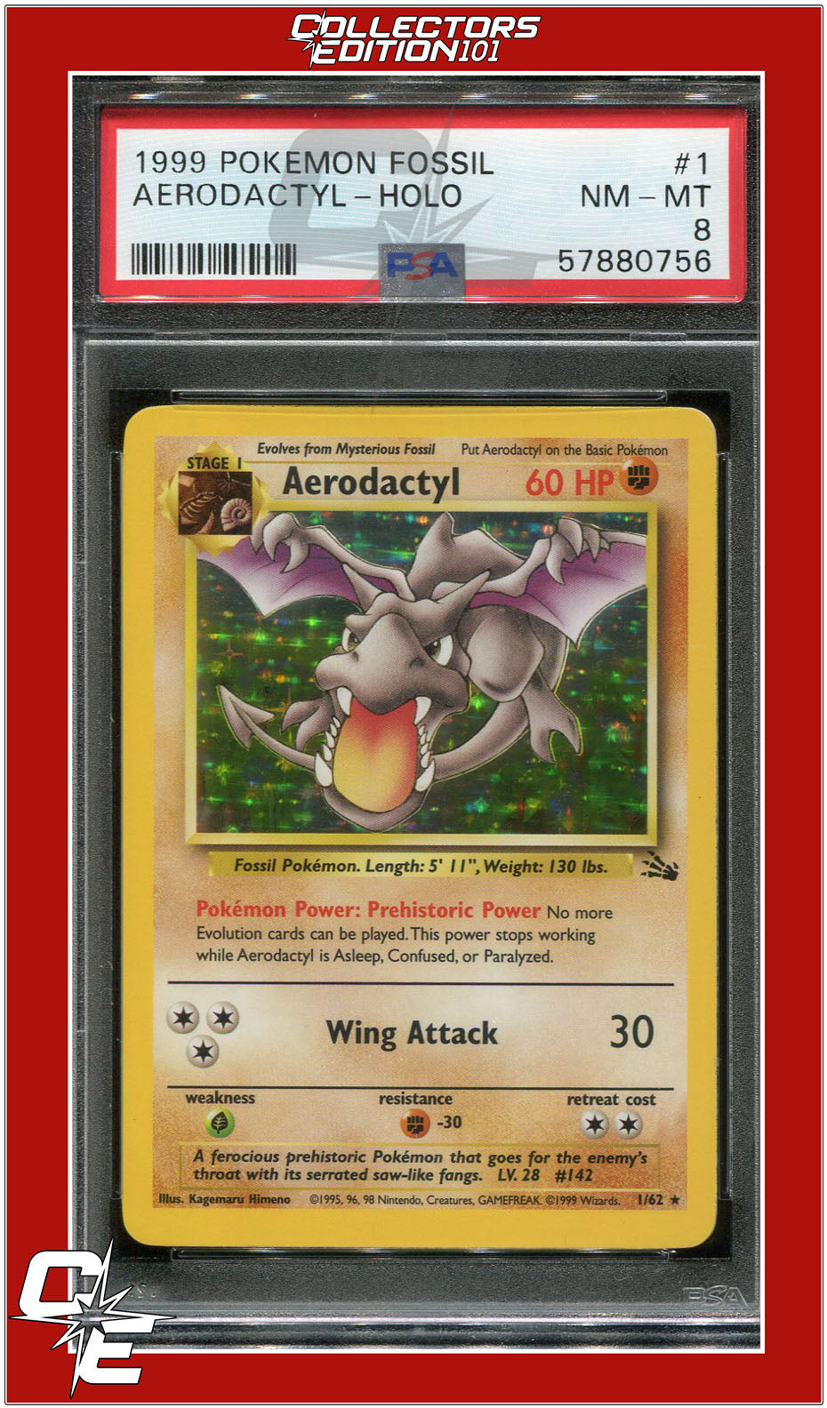 Fossil 1 Aerodactyl Holo PSA 8