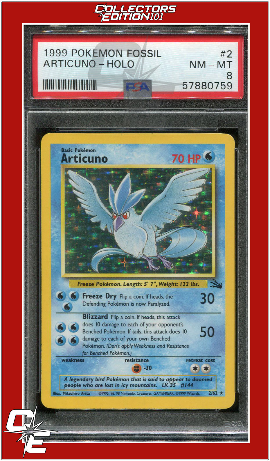 Fossil 2 Articuno Holo PSA 8