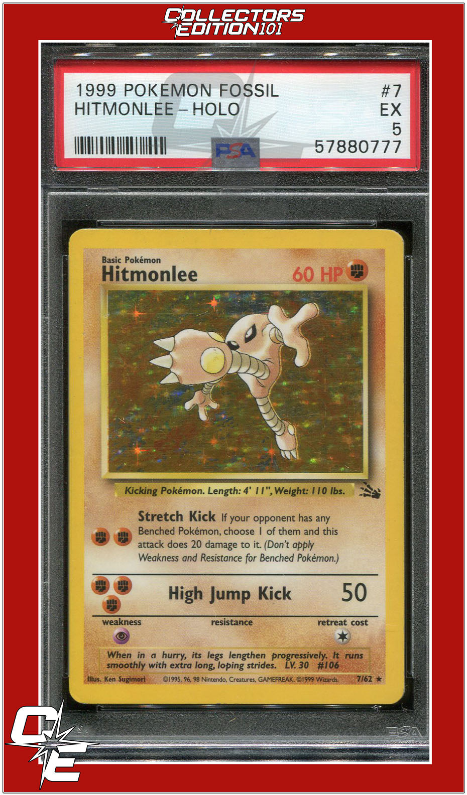 Fossil 7 Hitmonlee Holo PSA 5