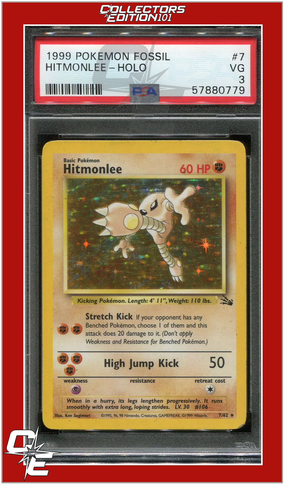 Fossil 7 Hitmonlee Holo PSA 3