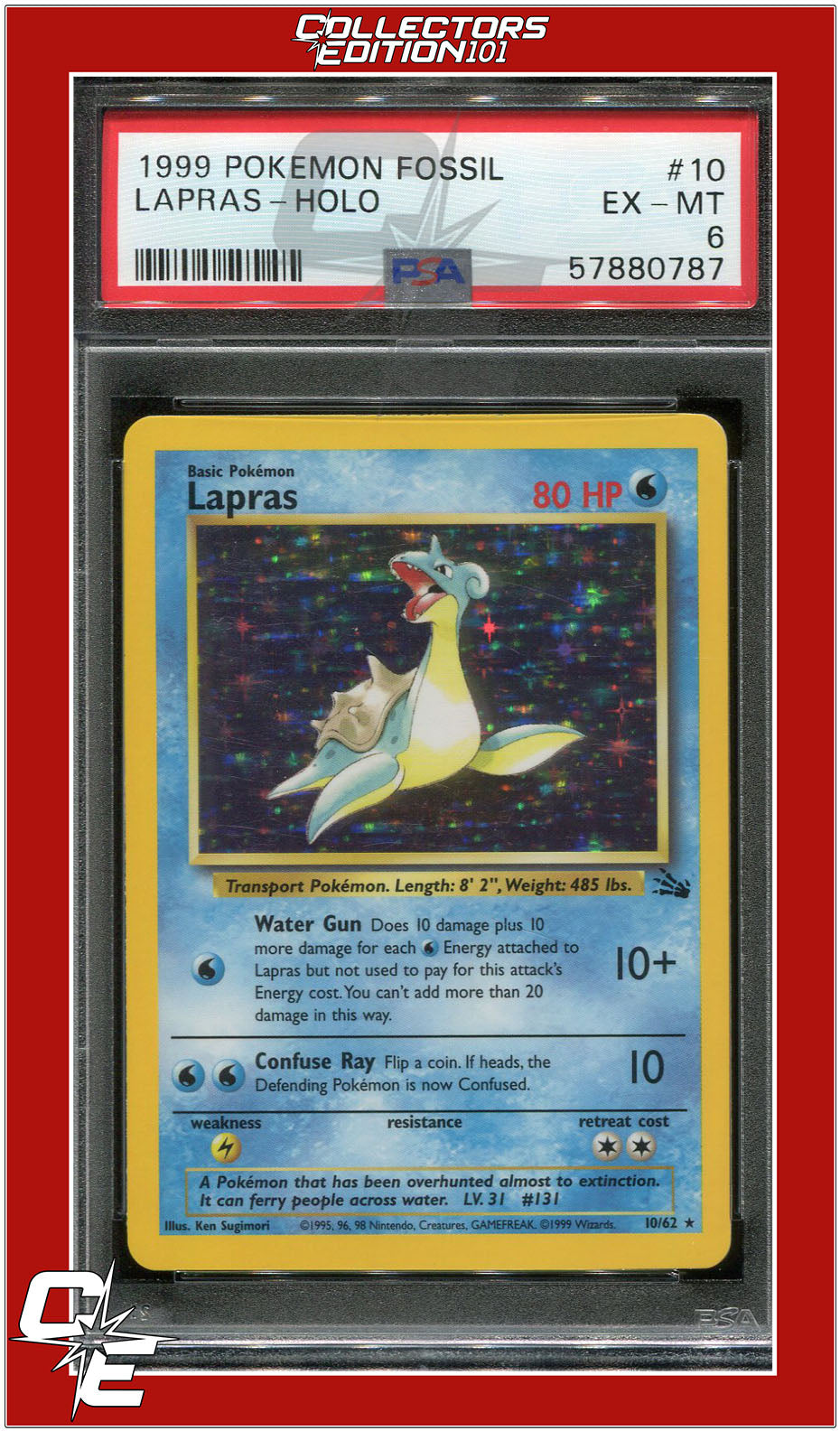 Fossil 10 Lapras Holo PSA 6