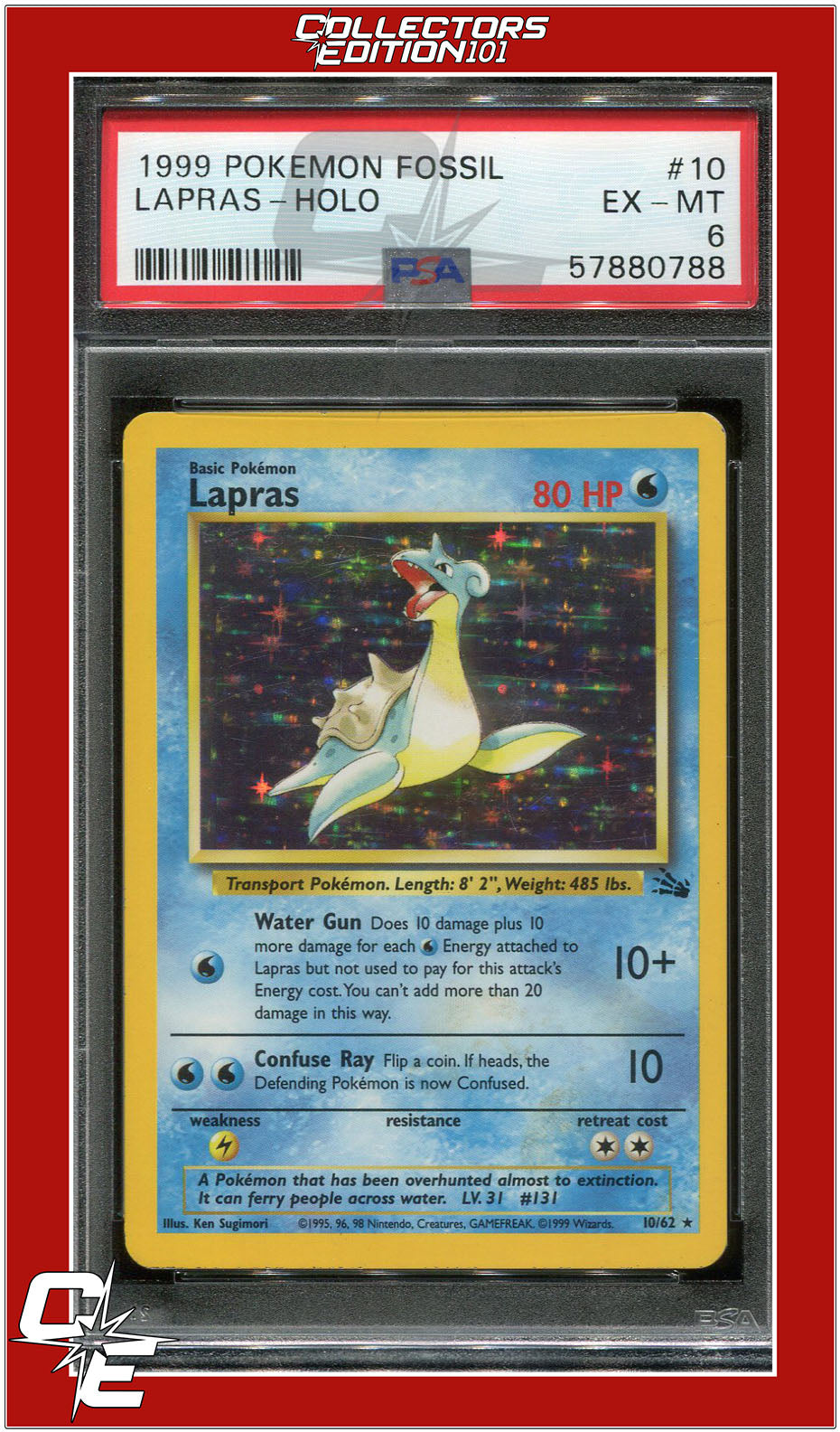 Fossil 10 Lapras Holo PSA 6