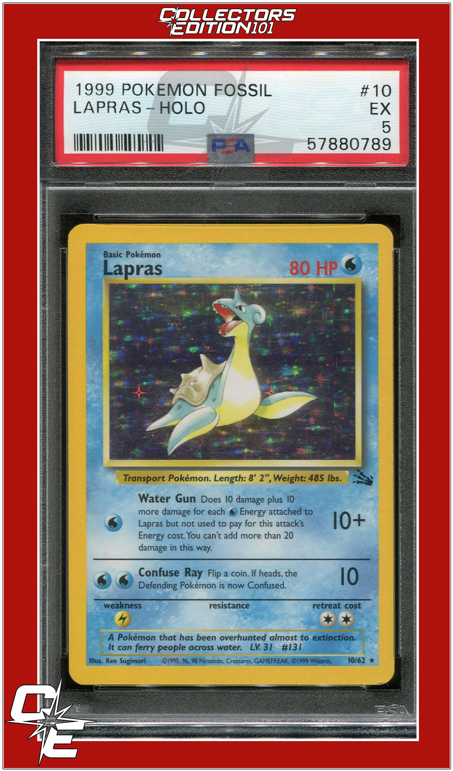 Fossil 10 Lapras Holo PSA 5