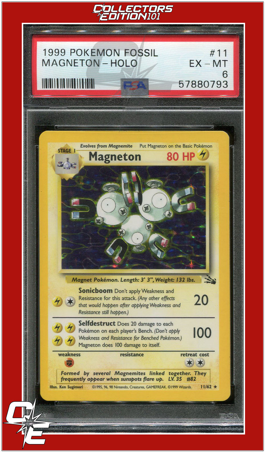 Fossil 11 Magneton Holo PSA 6