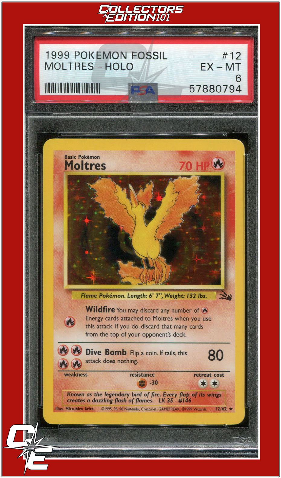 Fossil 12 Moltres Holo PSA 6