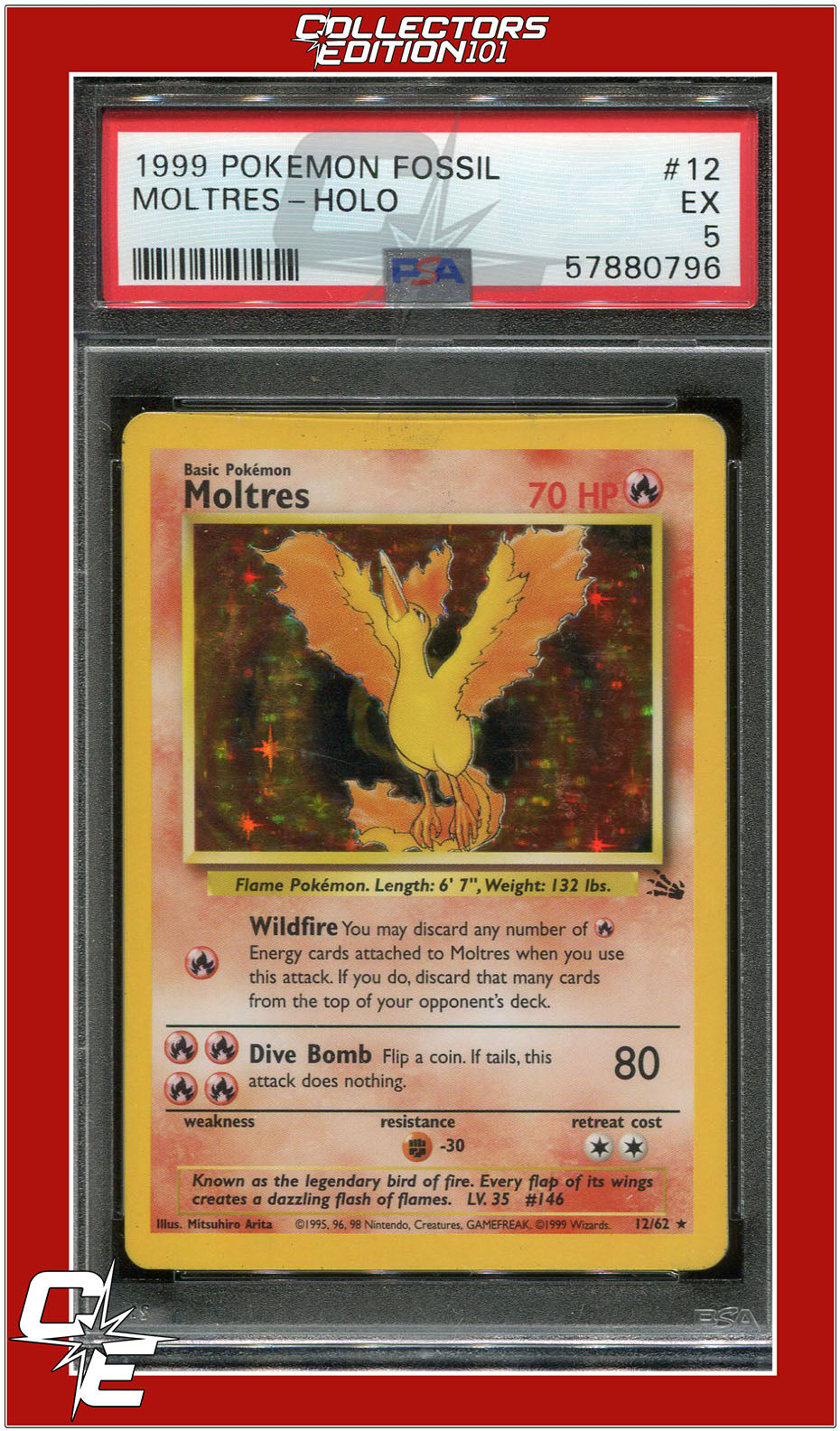 Fossil 12 Moltres Holo PSA 5