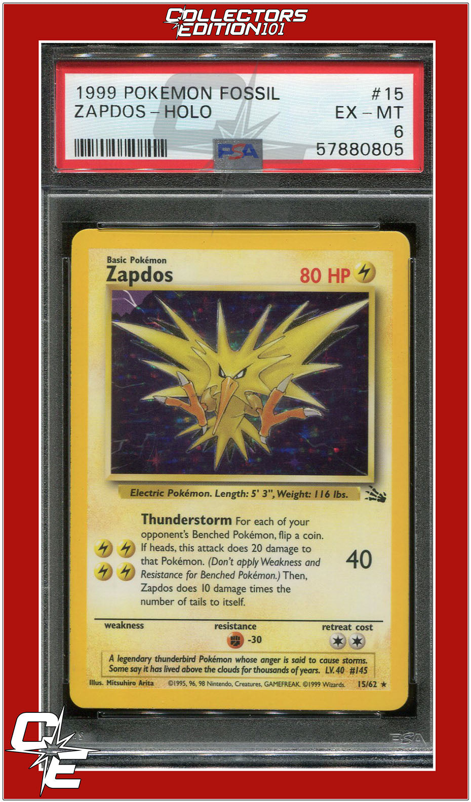 Fossil 15 Zapdos Holo PSA 6